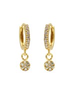 Karma Zirconia Hinged Hoops Symbols Disc Goldplated Set