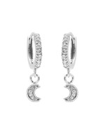 Karma Zirconia Hinged Hoops Symbols Moon Silver Set