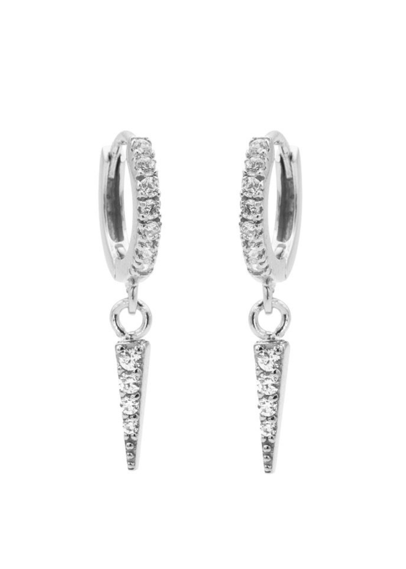 Karma Zirconia Hinged Hoops Symbols Cone Silver Set