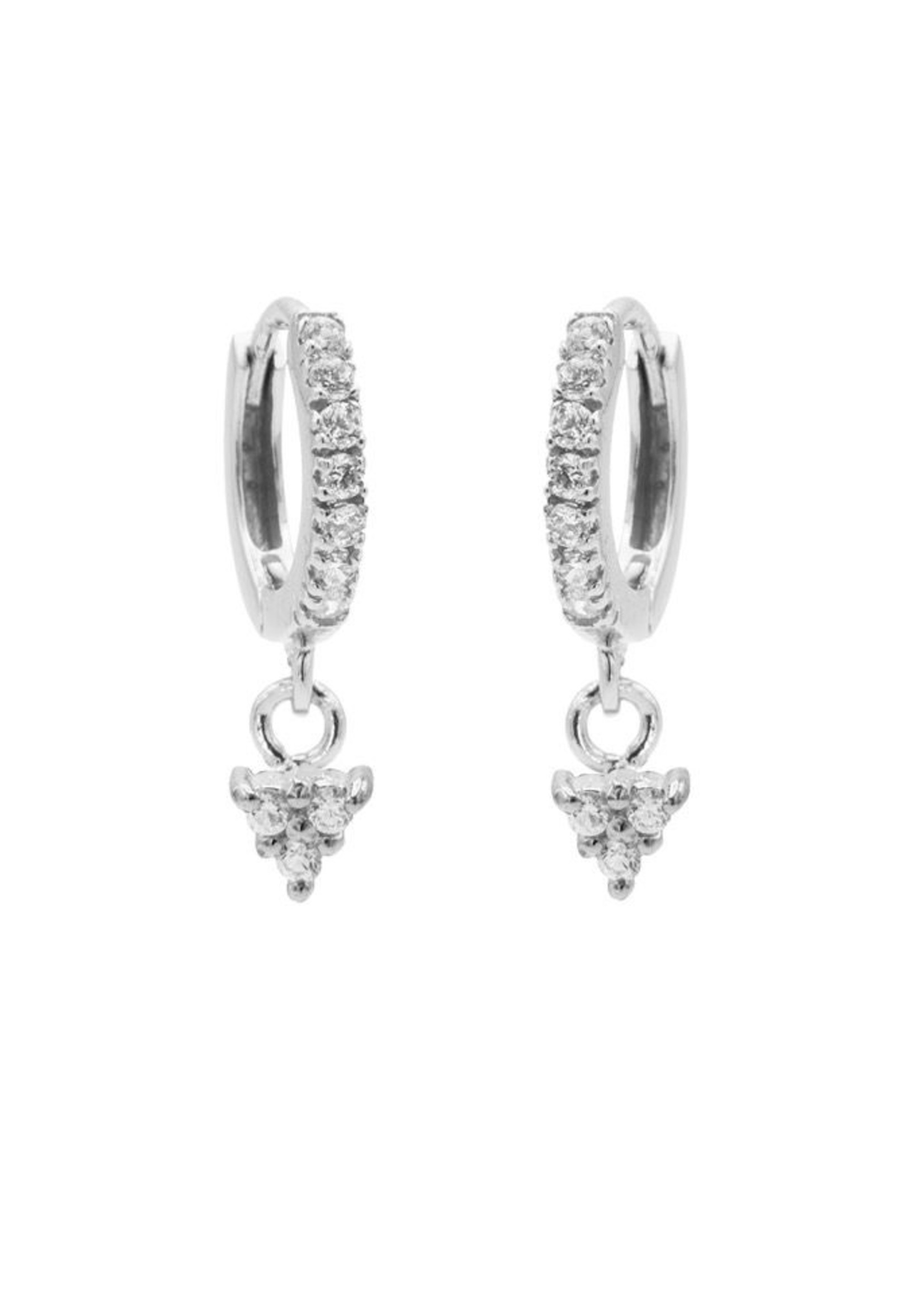 Karma Zirconia Hinged Hoops Symbols Triple Silver Set