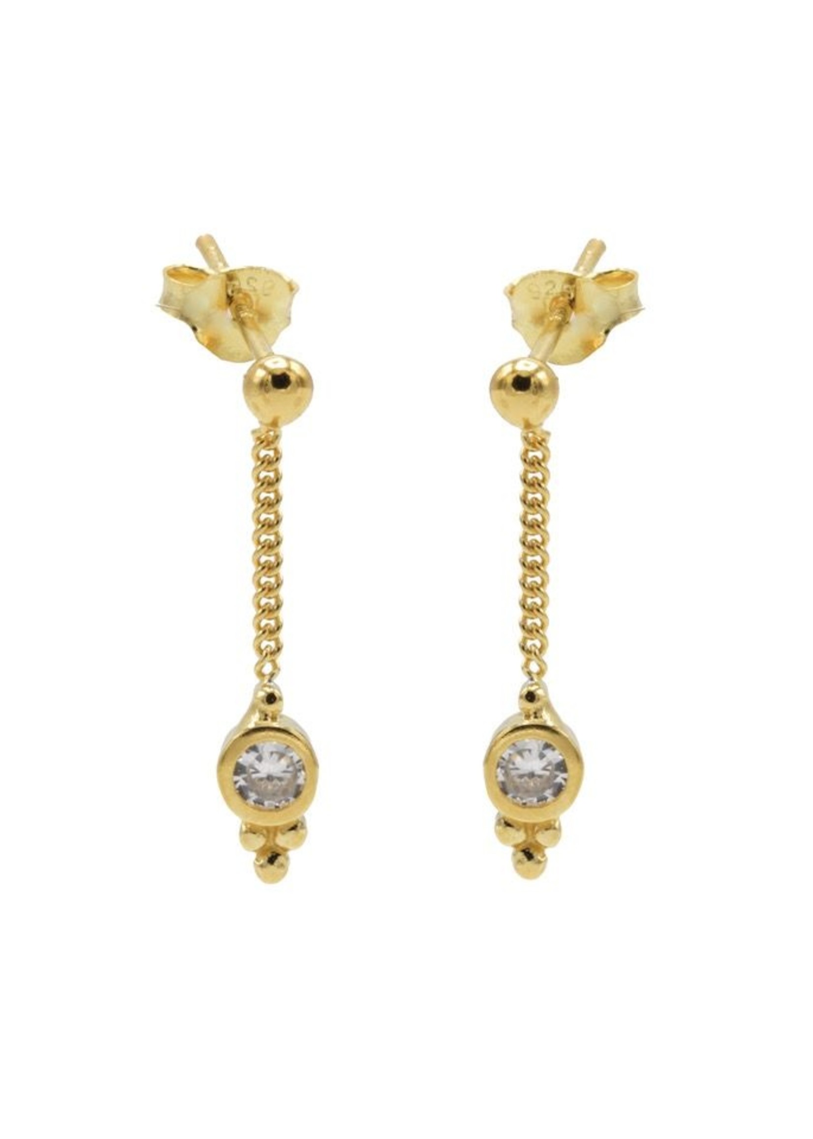 Karma Chainstuds Zirconia Dot Triple Dots Goldplated Set