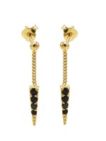 Karma Chainstuds Black Zirconia Cone Goldplated Set