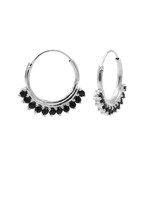 Karma Hoops Symbols Solid Black Zirconia Row Silver Set