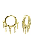 Karma Plain Hinged Hoops 5 Zirconia Cones Goldplated 14MM Set