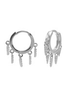 Karma Plain Hinged Hoops 5 Zirconia Cones Silver 14MM Set