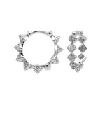 Karma Plain Hinged Hoops Diamond Spike Silver 15MM Set