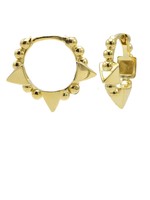 Karma Plain Hinged Hoops Triple Studs 12MM Goldplated Set