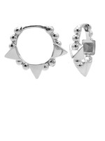 Karma Plain Hinged Hoops Triple Studs 12MM Silver Set