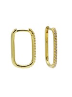 Karma Plain Zirconia Hinged Hoops Round Square Goldplated 20MM Set