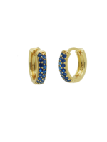 Karma Hinged Hoops Wide Double Blue Zirconia Goldplated