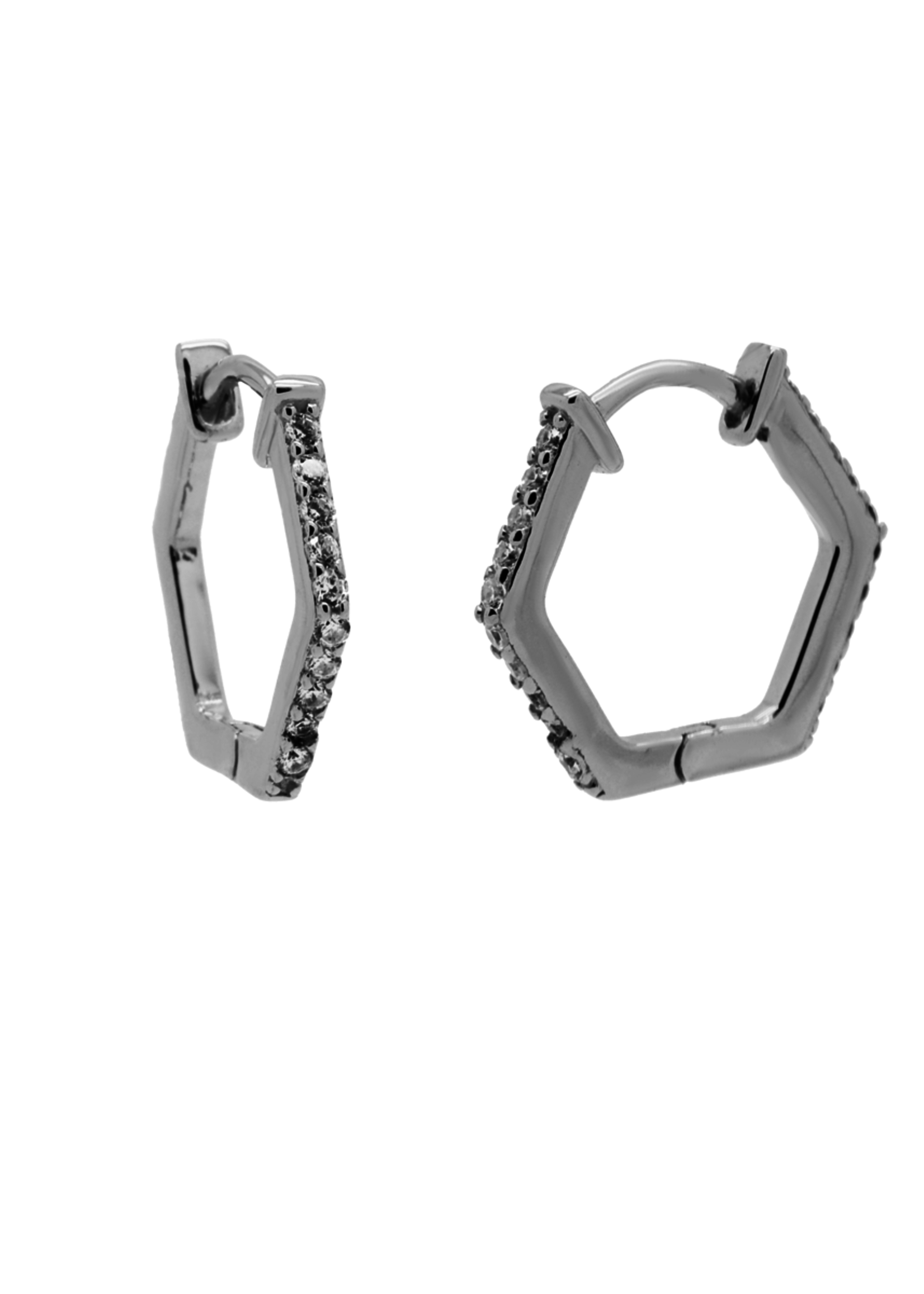 Karma Hinged Hoops Hexagon Silver