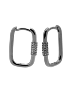 Karma Hinged Hoops Square Zirconia Silver