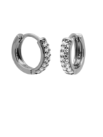 Karma Hinged Hoops Wide Double Zirconia Silver