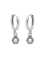 Karma Hinged Hoops Symbols Zirconia Hexagon Silver