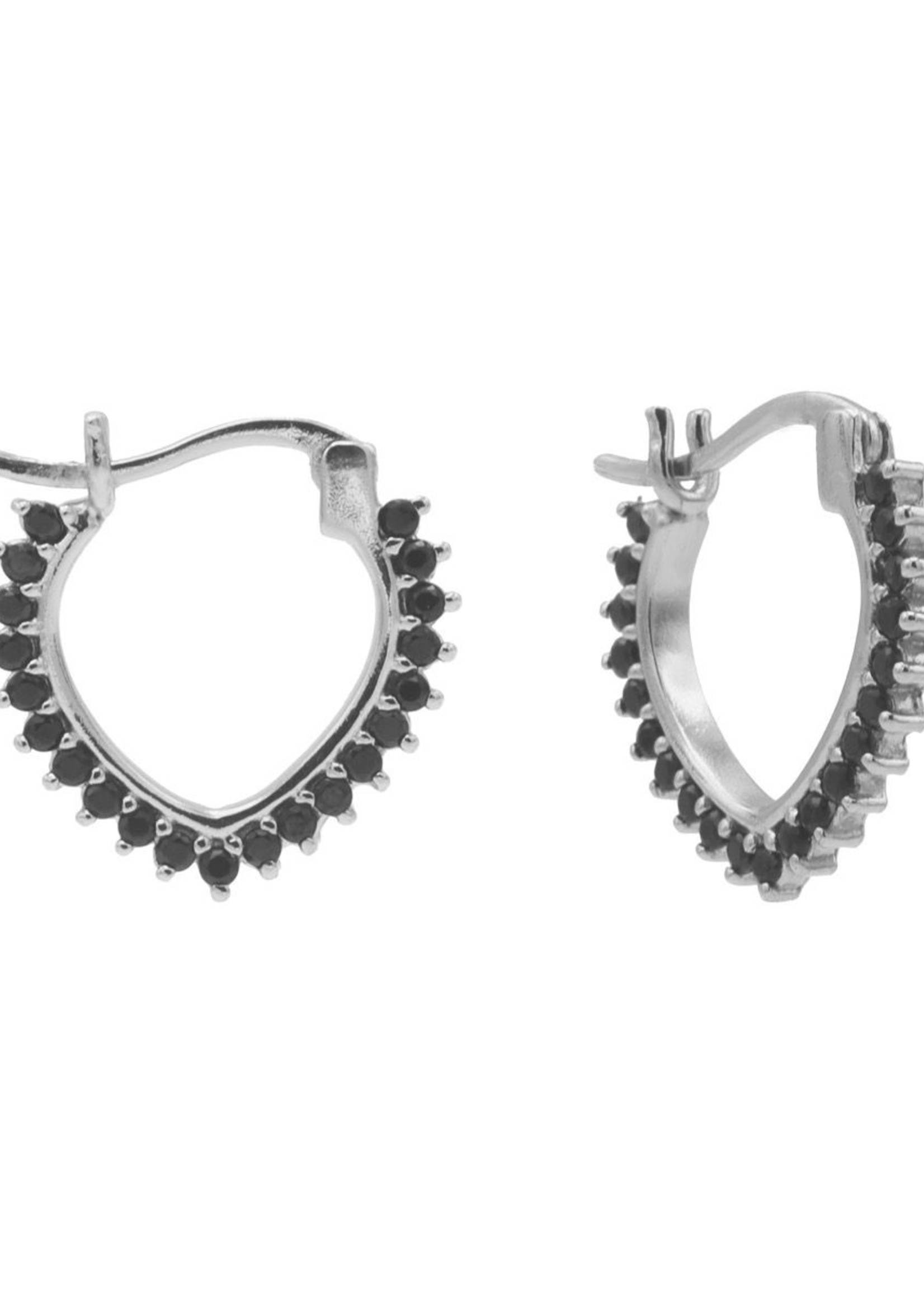 Karma Plain Hoops Black Zirconia V 19MM Silver