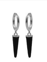 Karma Hinged Hoops Emaille Long Cone Black Silver