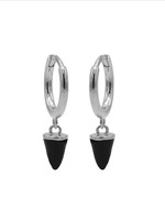 Karma Hinged Hoops Emaille Cone Black Silver