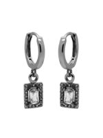 Karma Hinged Hoops Zirconia Vintage Square Silver