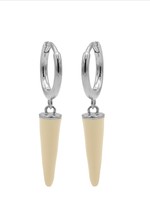 Karma Hinged Hoops Emaille Long Cone Nude Silver