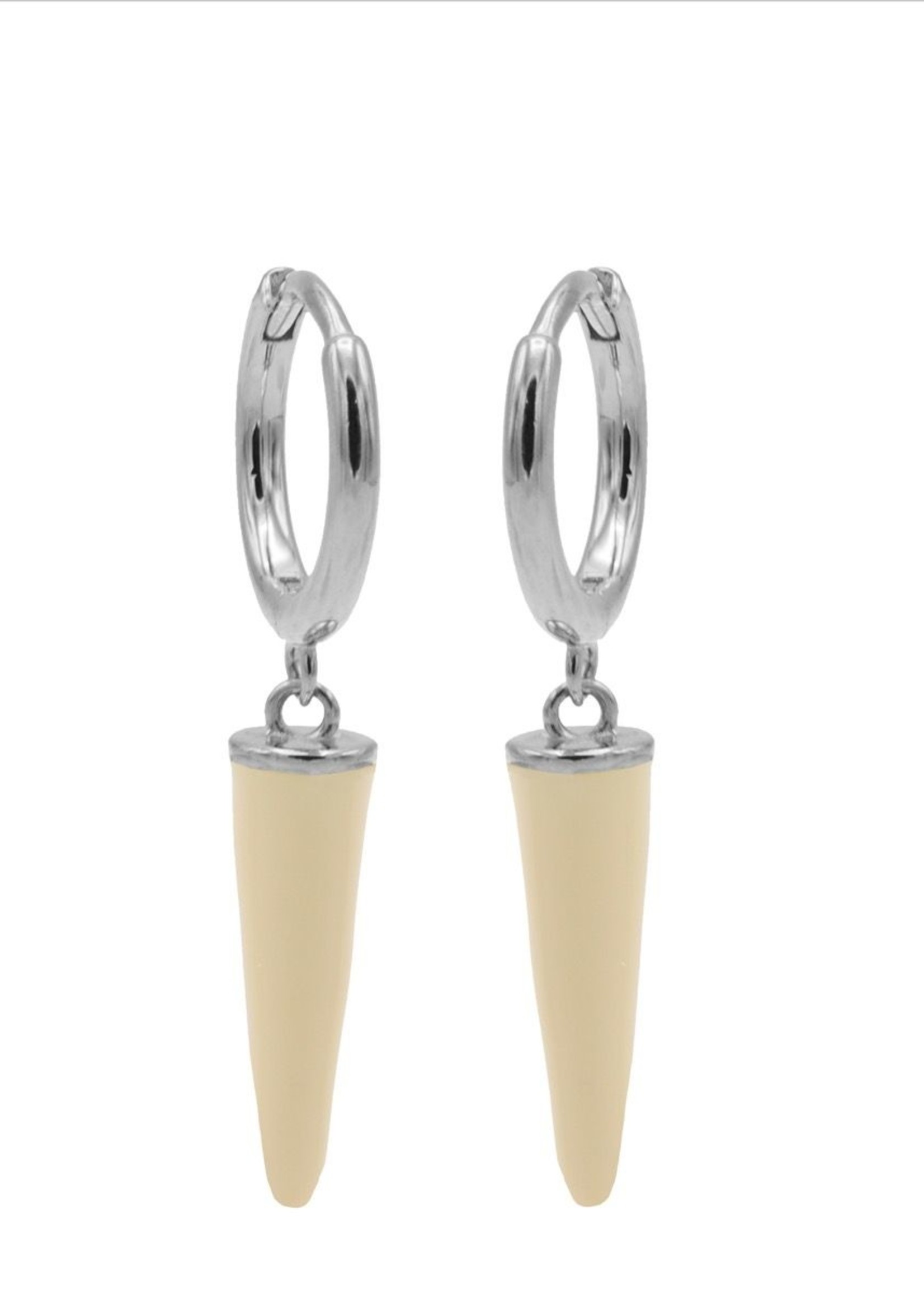 Karma Hinged Hoops Emaille Long Cone Nude Silver