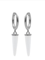 Karma Hinged Hoops Emaille Long Cone White Silver