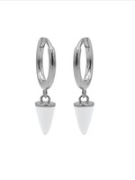 Karma Hinged Hoops Emaille Cone White Silver