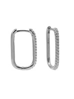 Karma Plain Zirconia Hinged Hoops Round Square Silver 20MM