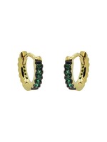 Karma Plain Hinged Hoops Green Zirconia 10MM Goldplated