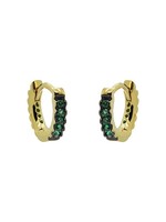 Karma Plain Hinged Hoops Green Zirconia 10MM Goldplated