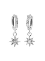 Karma Zirconia Hinged Hoops Symbols Morningstar 3 Silver