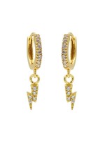 Karma Zirconia Hinged Hoops Symbols Lightning Goldplated