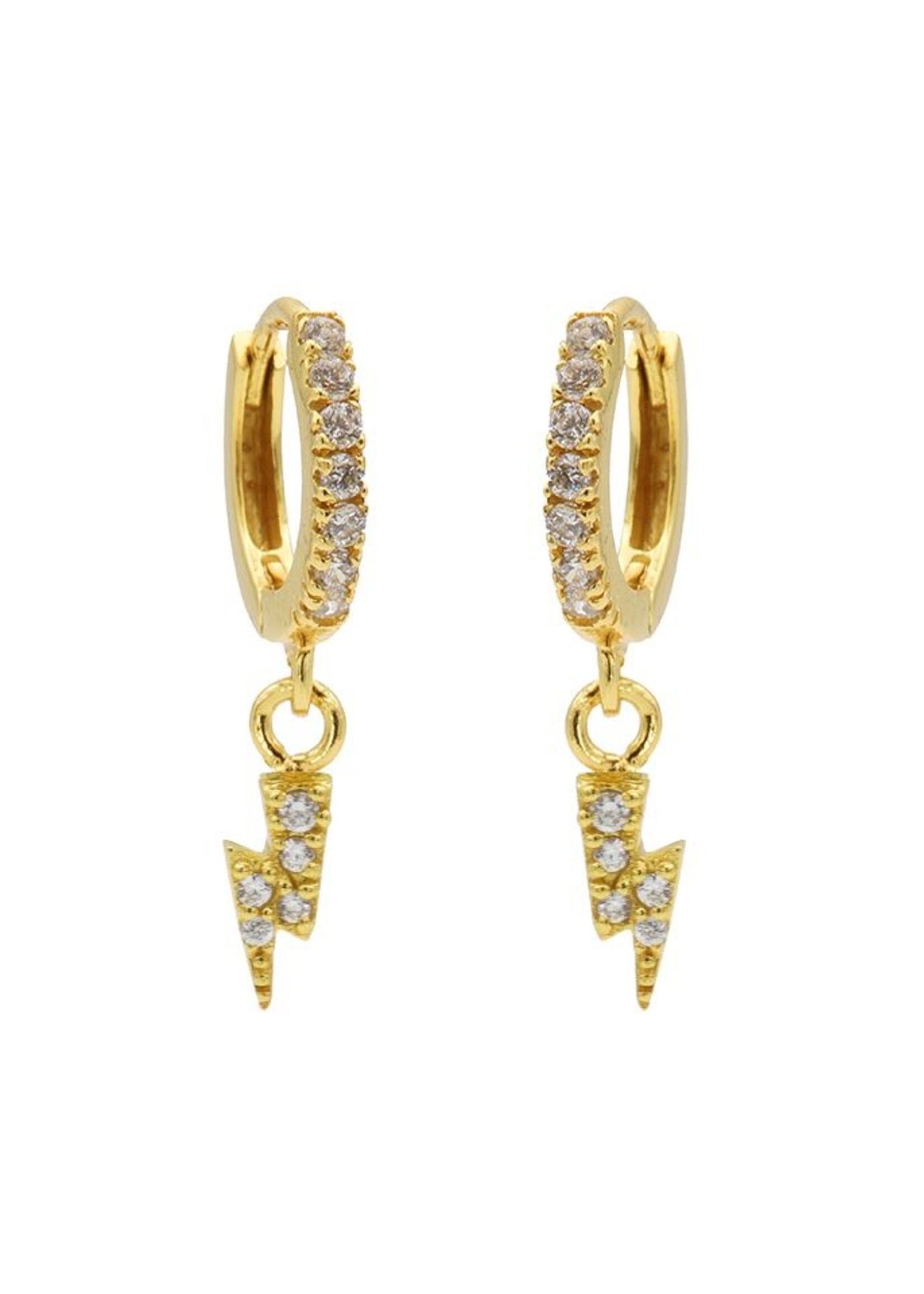 Karma Zirconia Hinged Hoops Symbols Lightning Goldplated