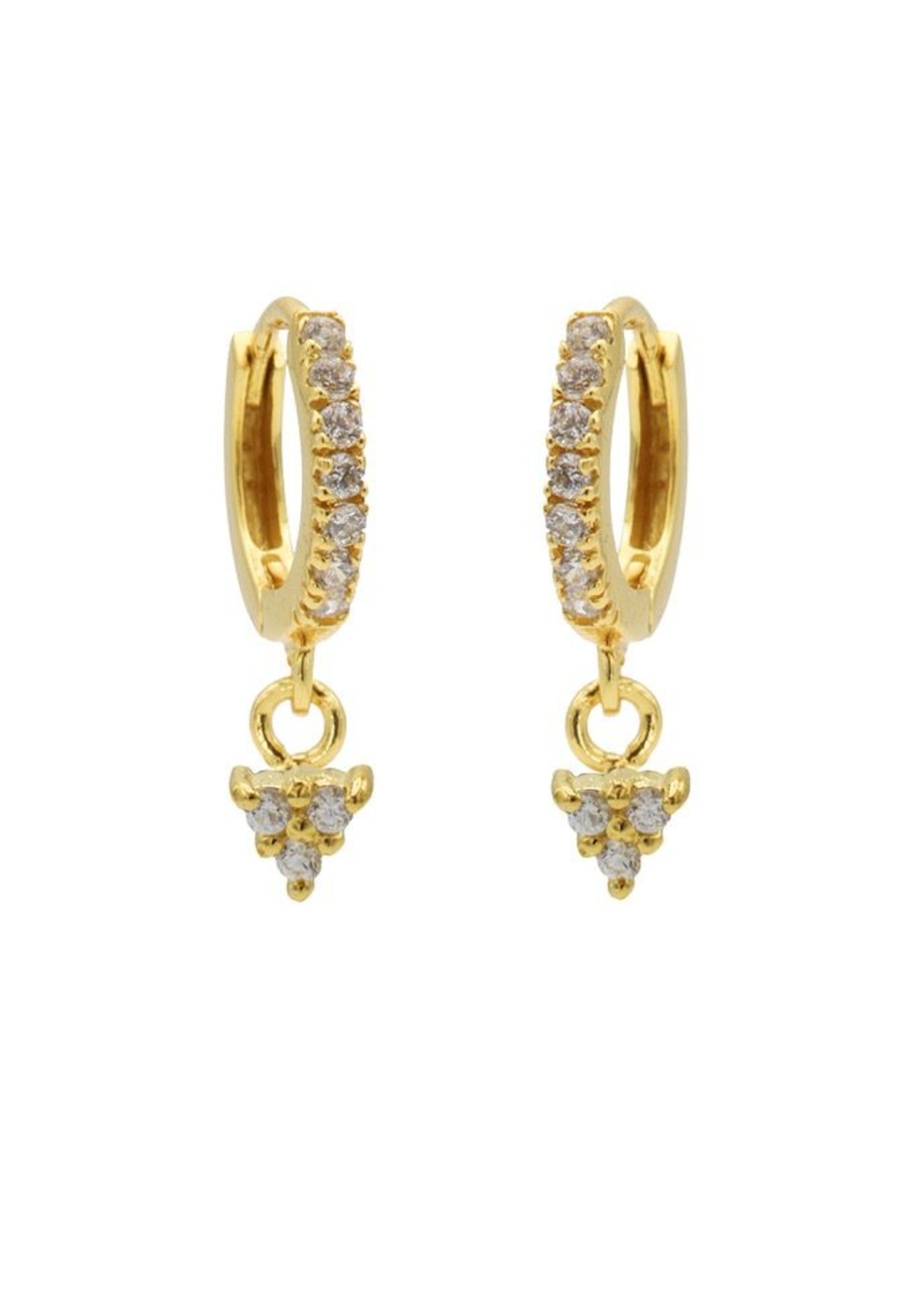 Karma Zirconia Hinged Hoops Symbols Triple Goldplated