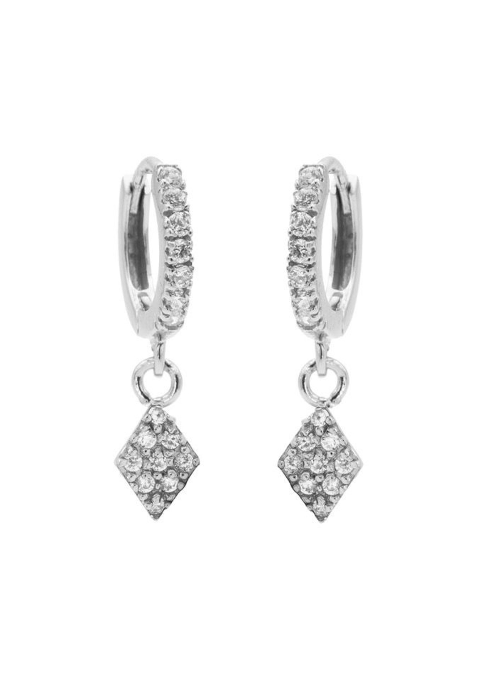 Karma Zirconia Hinged Hoops Symbols Diamond 2 Silver