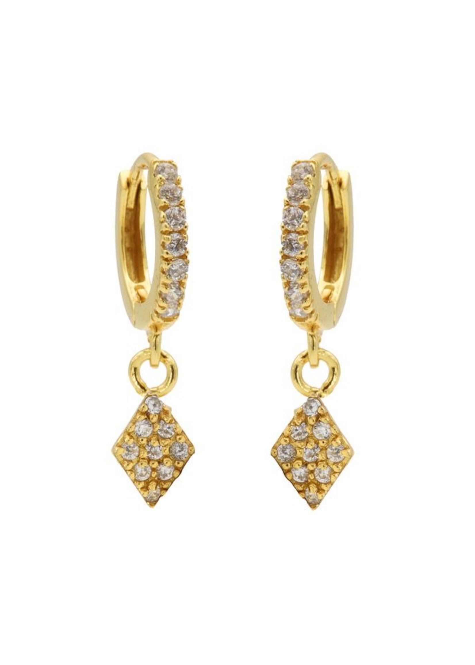 Karma Zirconia Hinged Hoops Symbols Diamond 2 Goldplated