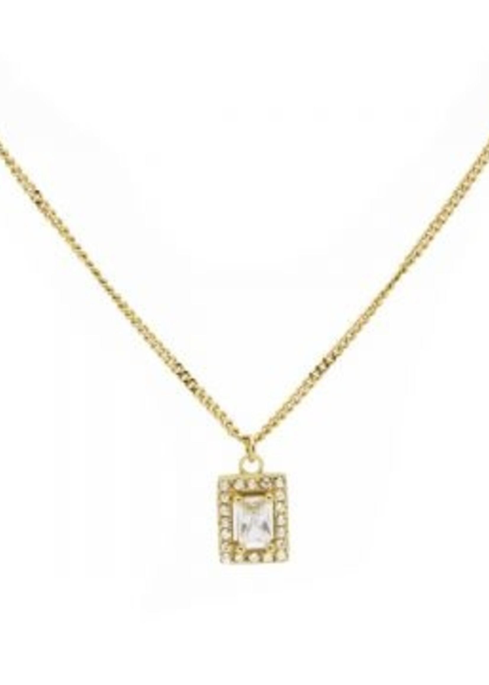 Karma Necklace Vintage Zirconia Square Goldplated