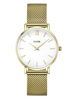 Cluse Minuit Mesh White, Gold Colour
