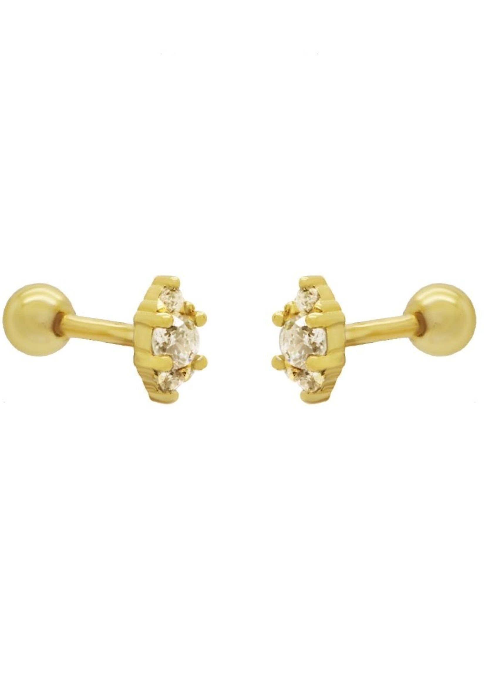 Karma Piercing Zirconia Triple Oval Goldplated