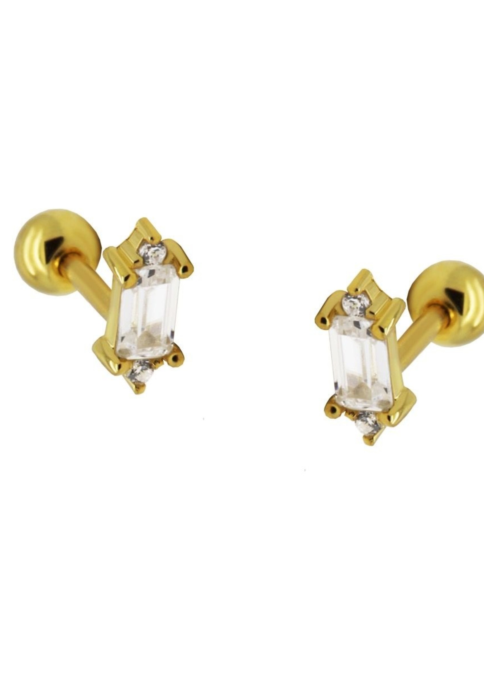 Karma Piercing Zirconia Baguette Goldplated