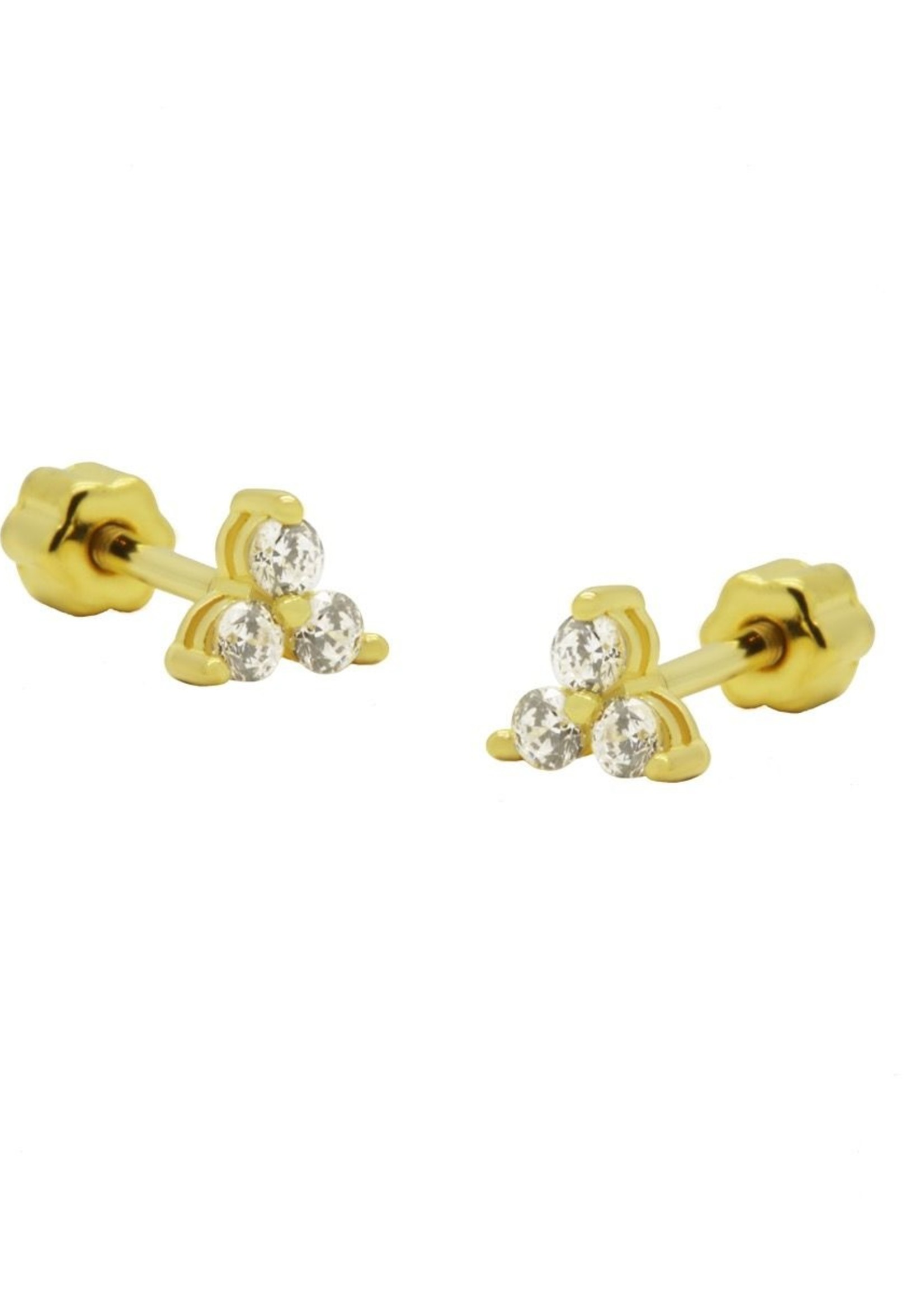 Karma Piercing Zirconia Triple Flower Goldplated