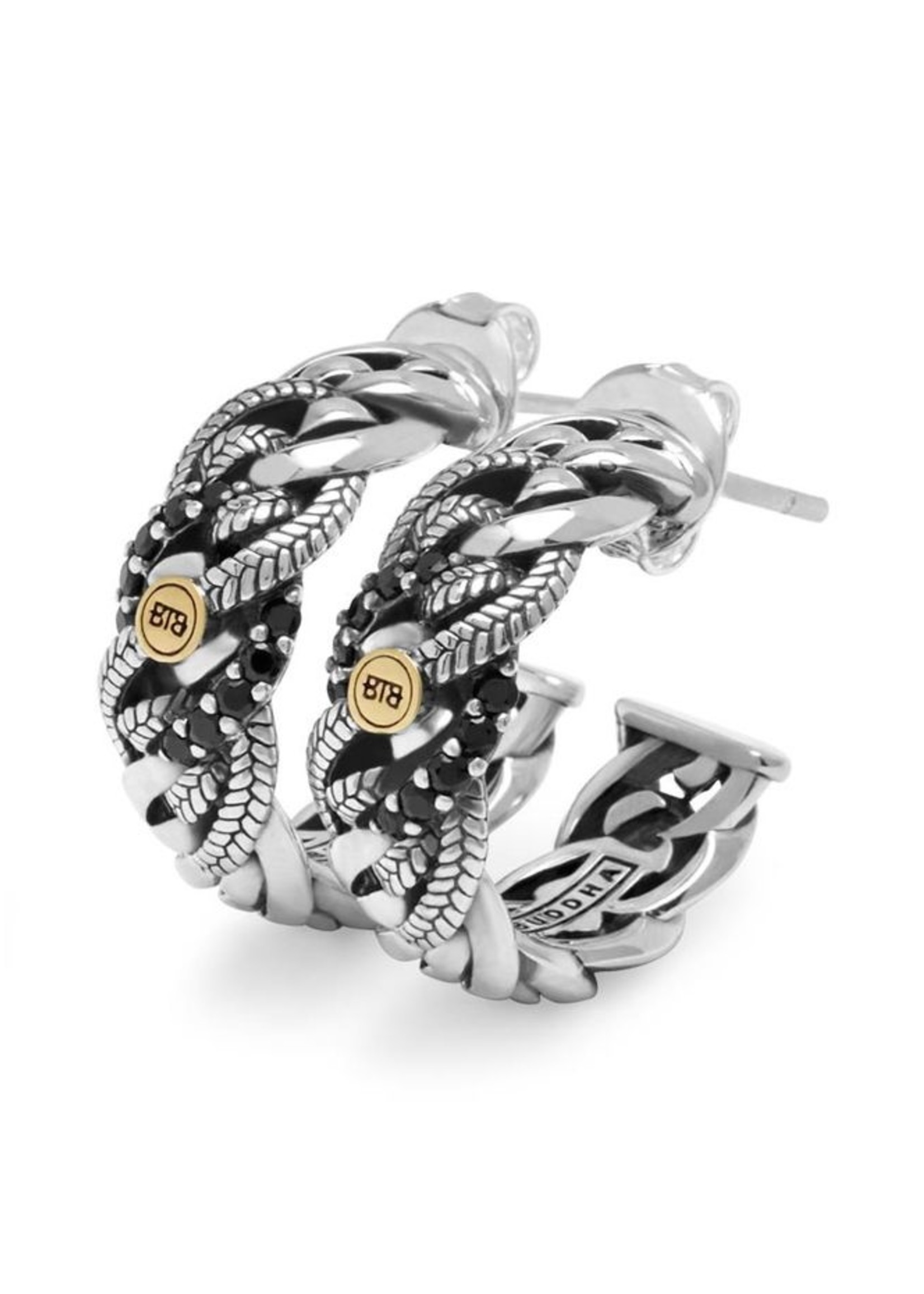 Buddha to Buddha 925 Sterling Zilveren 852 one - Nathalie Black Spinel Limited Earrings Silver Gold 14kt