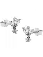 Karma Karma Zirconia Symbols Triple Flower Oval Silver