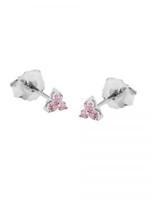 Karma Karma Zirconia Symbols Triple Pink Flower Silver