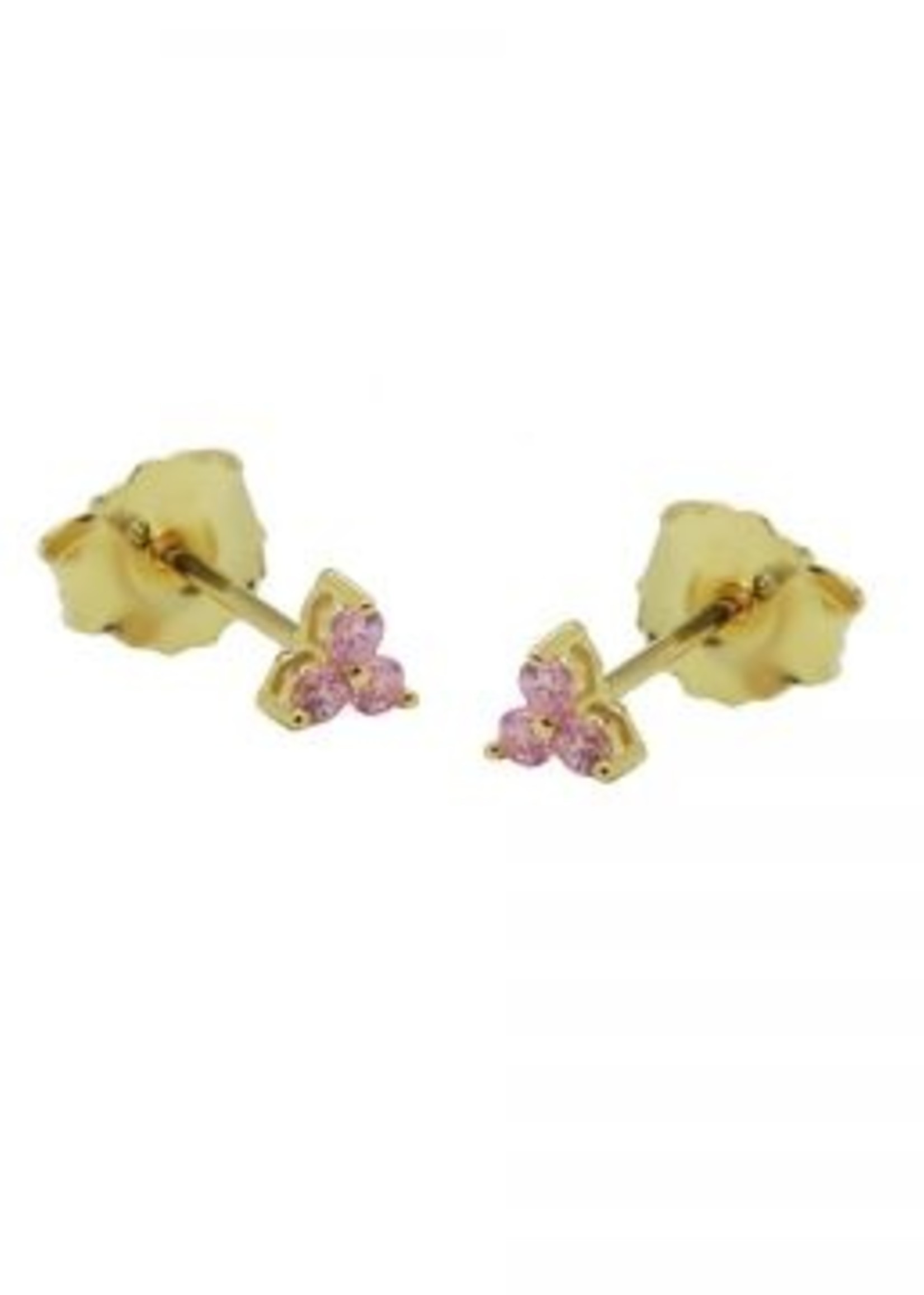 Karma Karma Zirconia Symbols Triple Pink Flower Goldplated