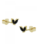 Karma Karma Zirconia Symbols Double Black Leaves Goldplated