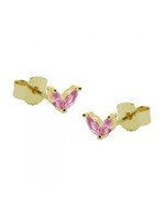 Karma Karma Zirconia Symbols Double Pink Leaves Goldplated