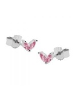 Karma Karma Zirconia Symbols Double Pink Leaves Silver