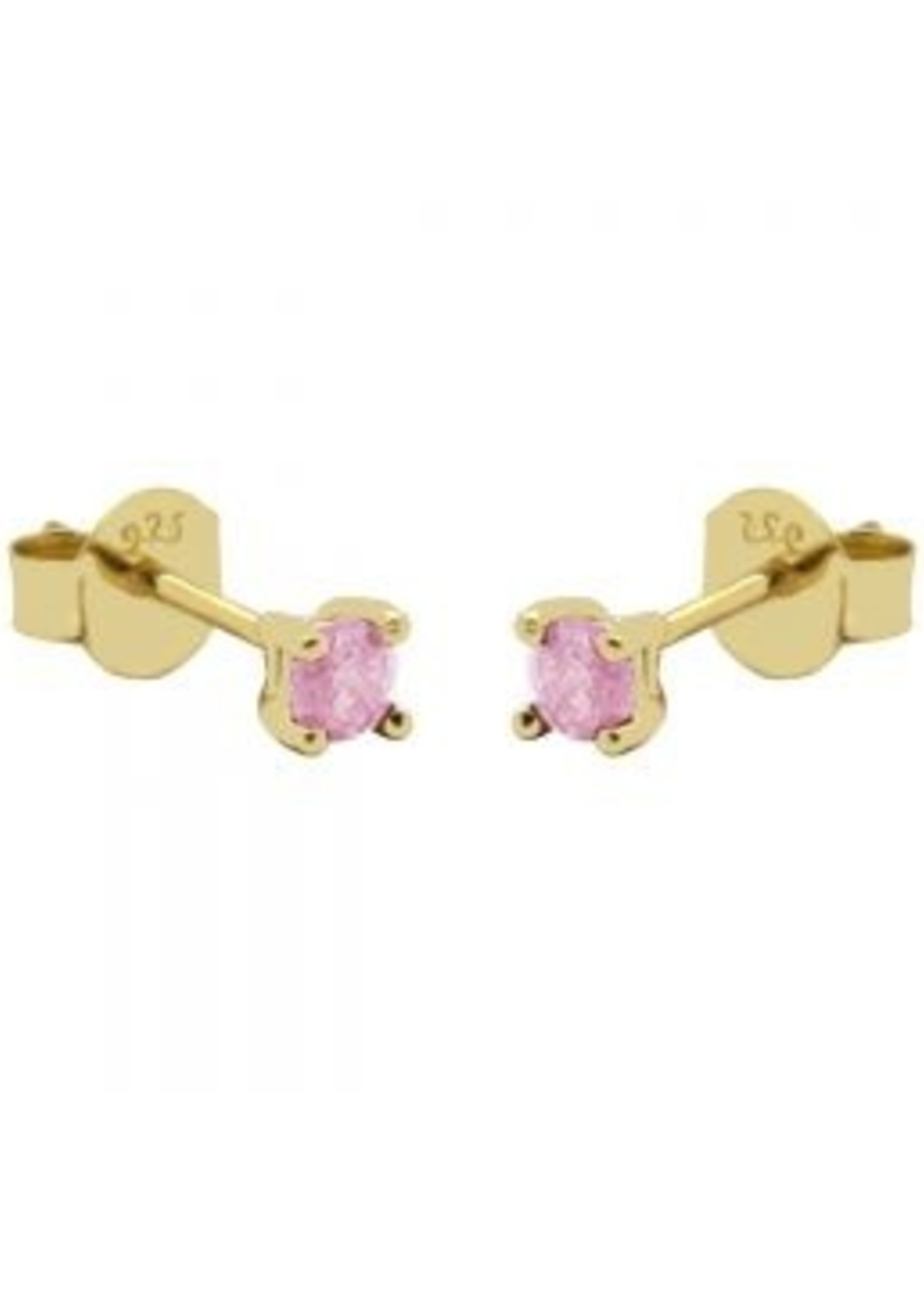 Karma Round Pink Zirconia Earstuds Goldplated 3MM