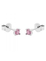 Karma Round Pink Zirconia Earstuds Silver 3MM