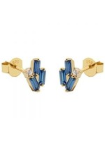 Karma Karma Zirconia Symbols Blue Baguettes Goldplated